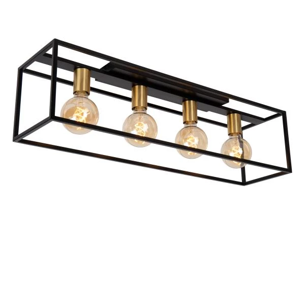 Lucide RUBEN - Flush ceiling light - 4xE27 - Black - detail 2